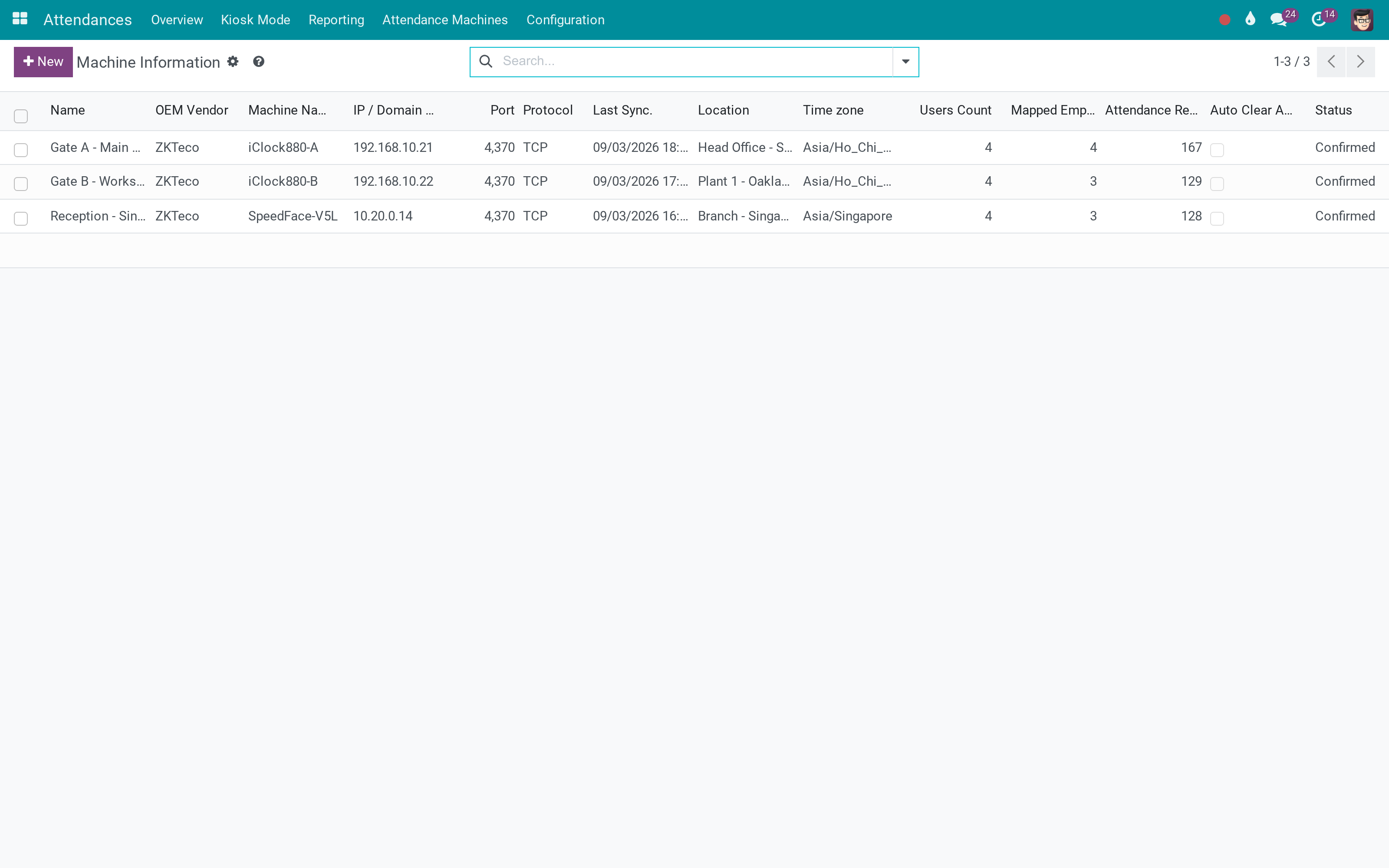 Attendance straight from your ZKTeco machines into Odoo