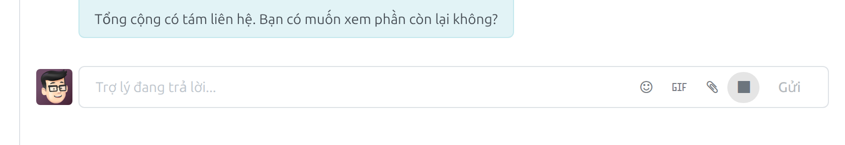 Ô nhập tin nhắn hiện 