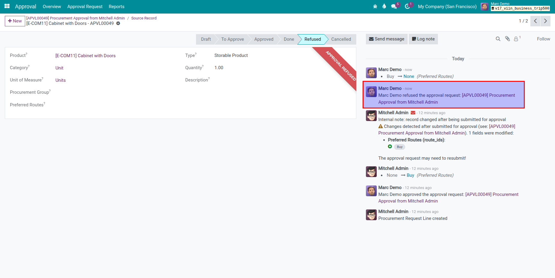 Nhật ký phê duyệt trên chứng từ
