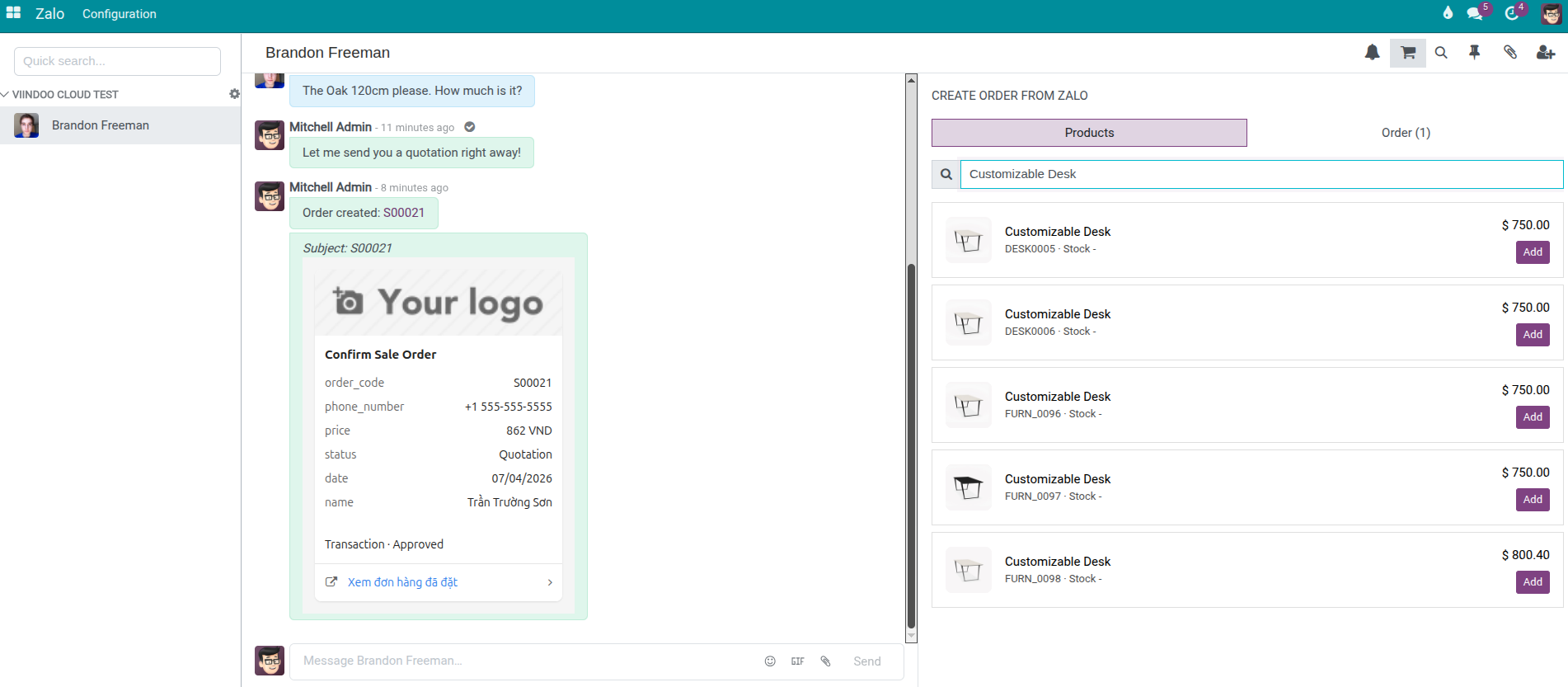Product search in cart