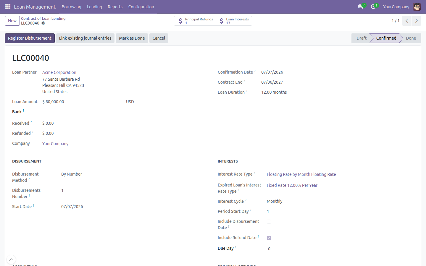 Manage a Lending Contract