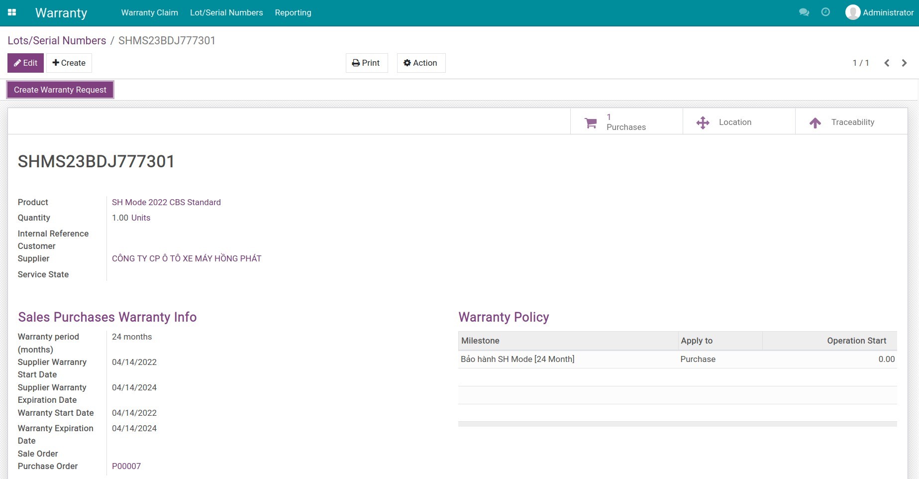 Warranty Lookup by Serial