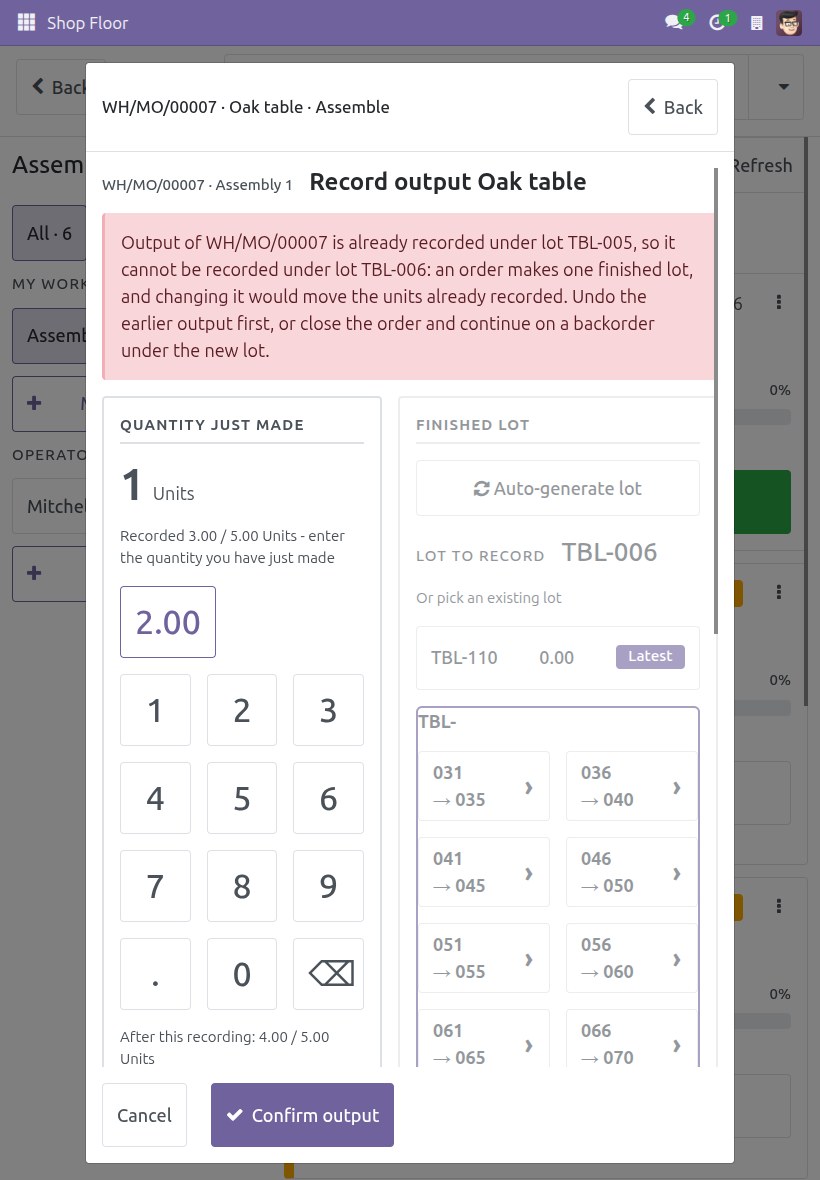 Refusal naming both lots, with no Retry button