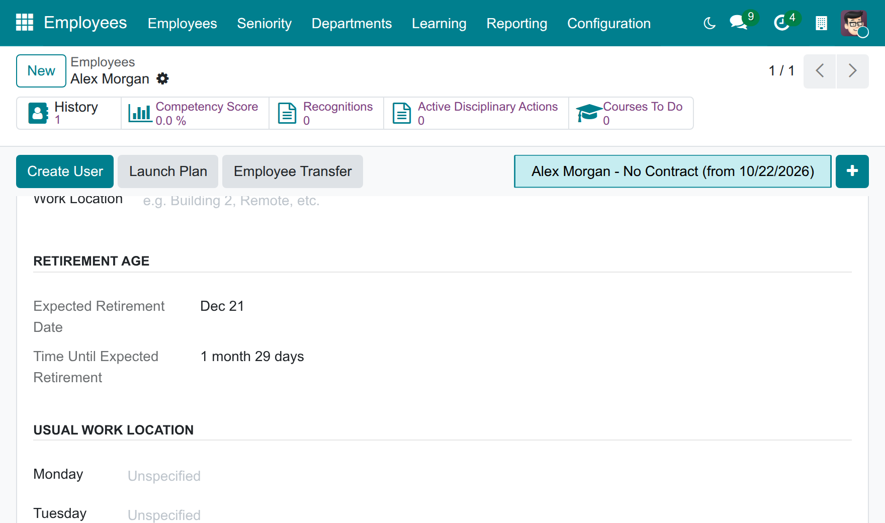 See the date on the employee