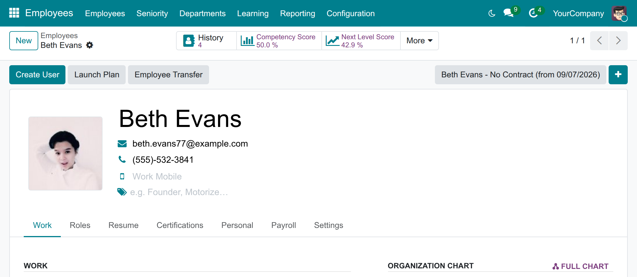 Read the competency score of an employee