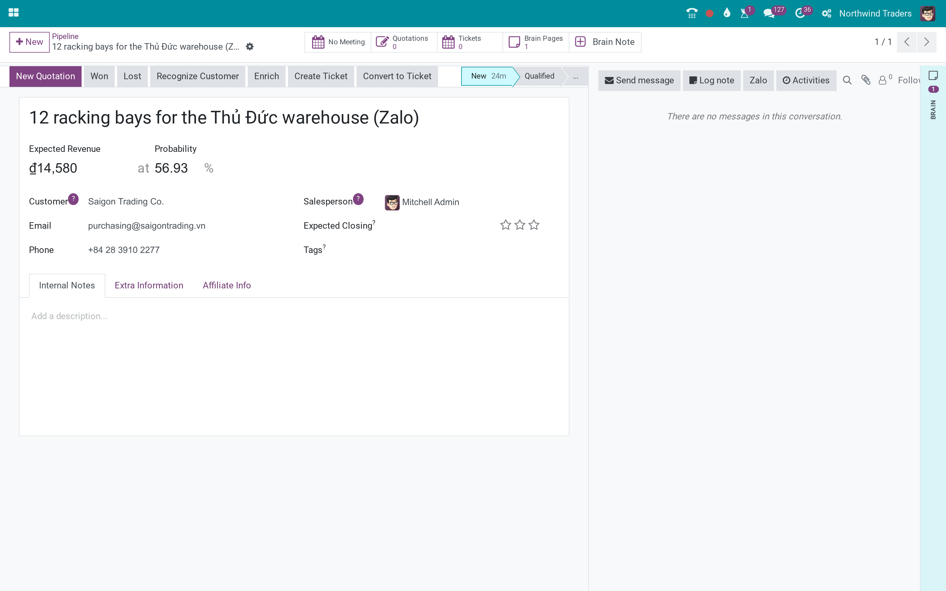 Leads born in a Zalo chat carry the "Zalo OA" medium
