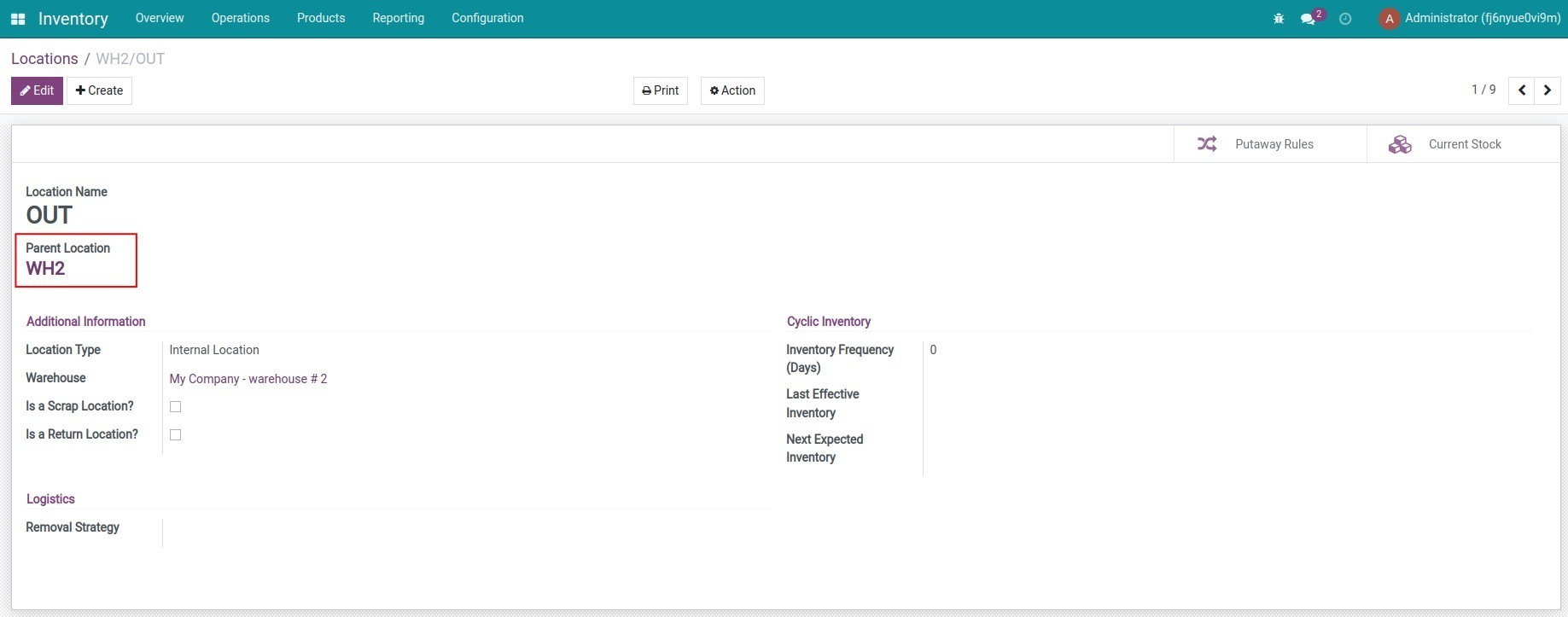 Connect a location with a warehouse