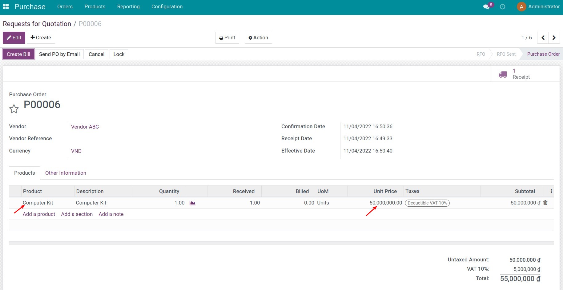 Create purchase order