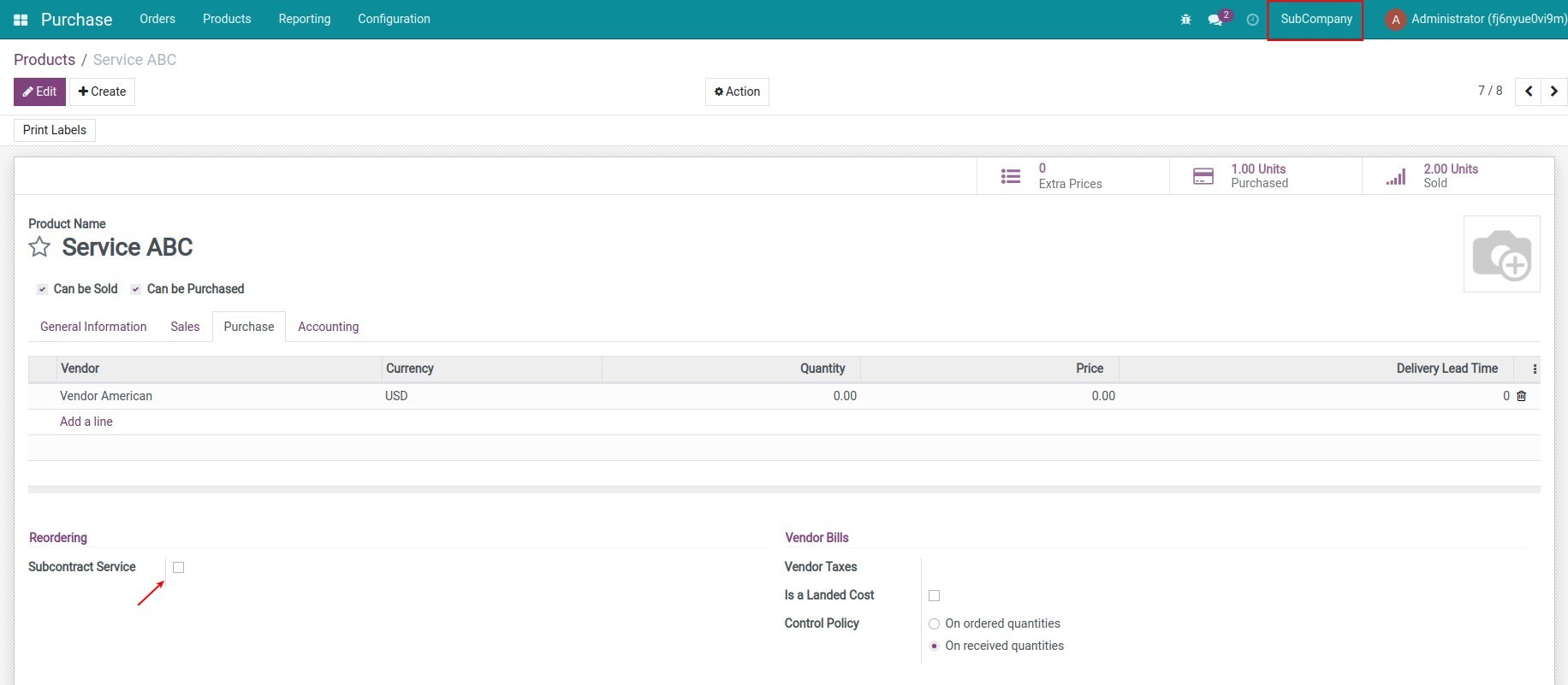 Product X configuration in Company B