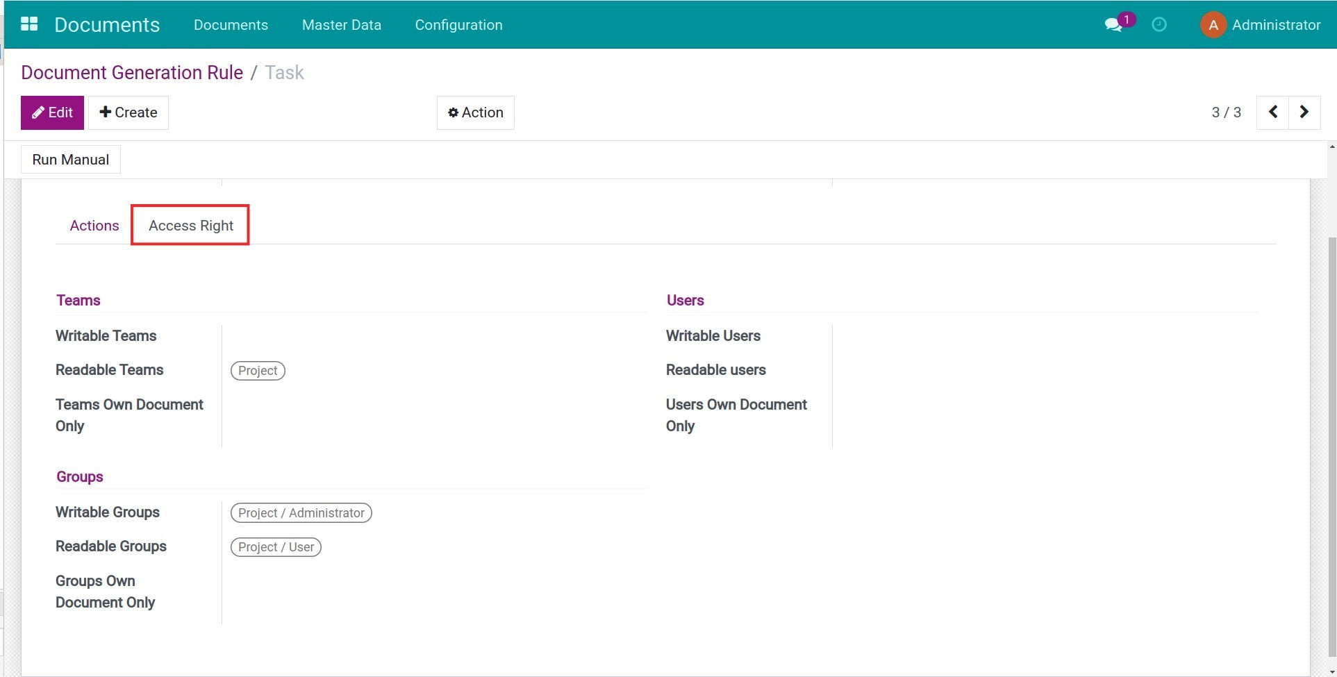 Task document access right