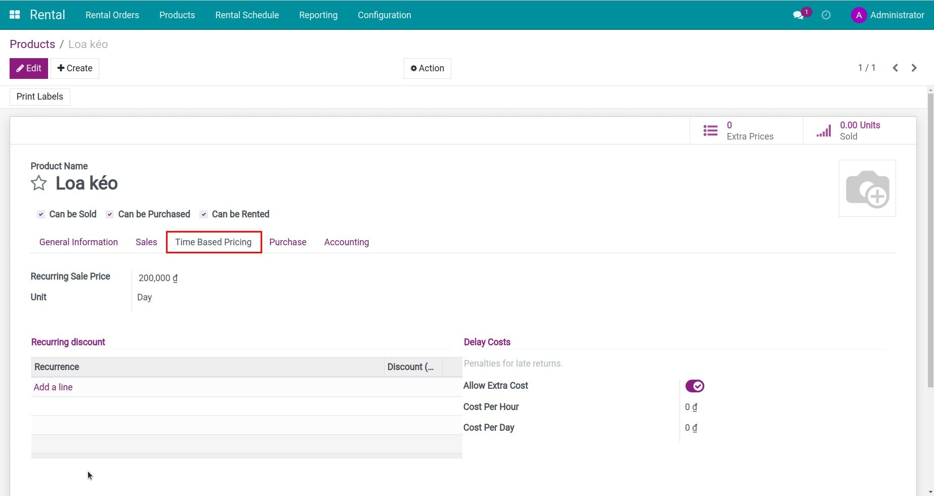 Calculate prices based on time-based rentals