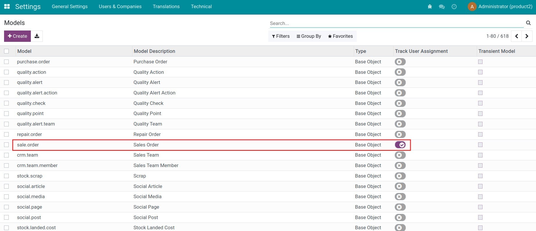 Configure the tracked model