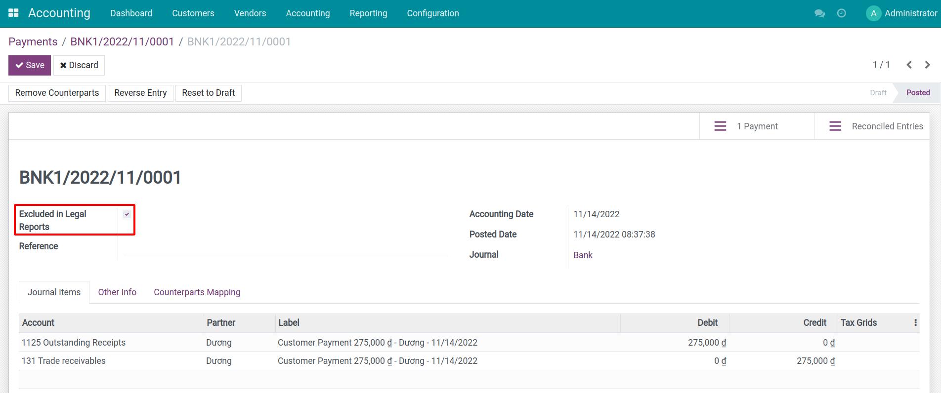 Exclude journal entries from reports