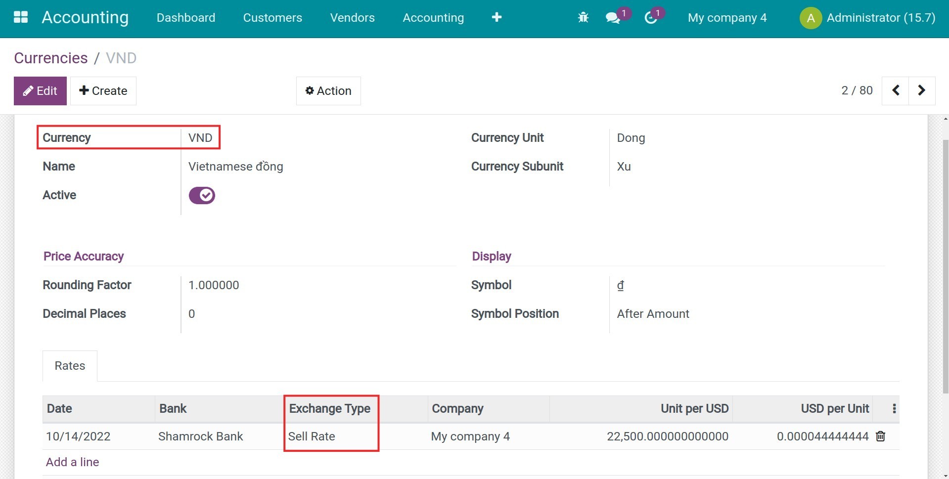 Activate multi-currencies feature Viindoo