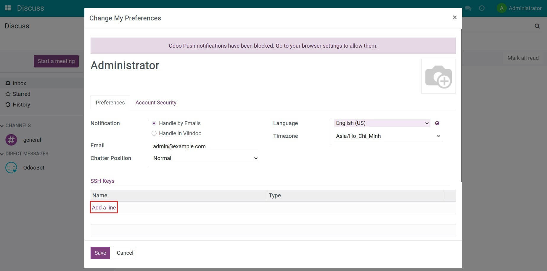 Add SSH Key to the Viindoo ERP