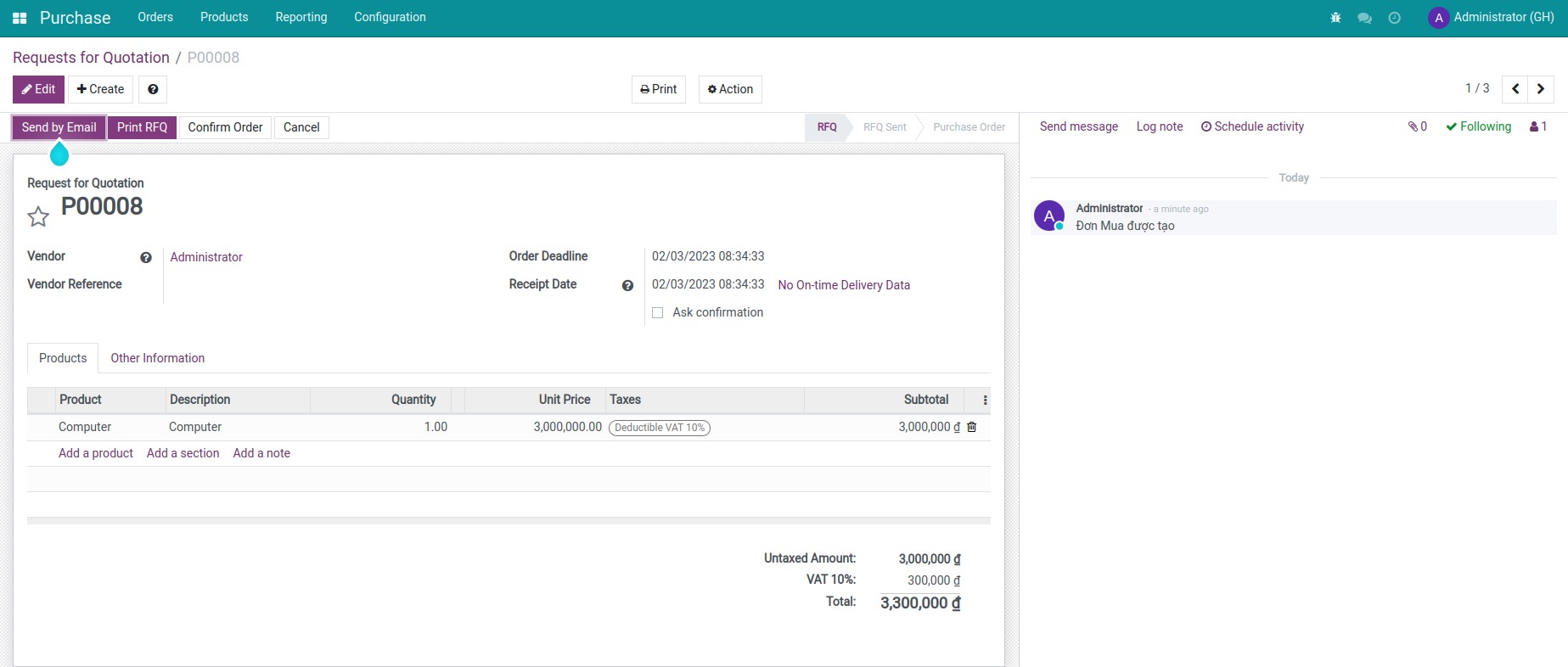 Create a purchase order