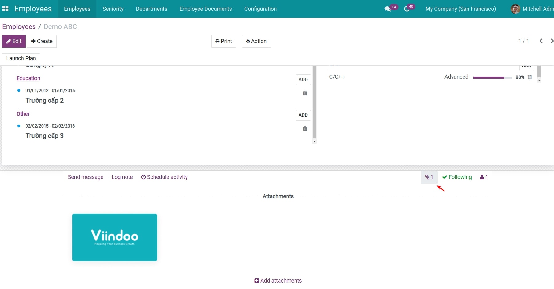 Attach documents on the employee form