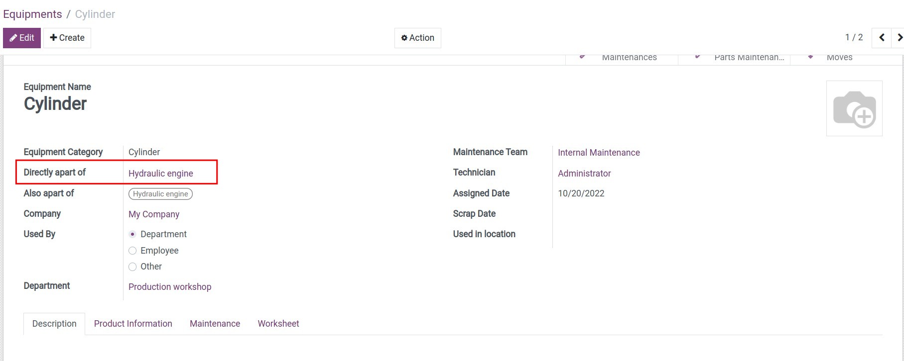 Create equipment in a genealogical hierarchy