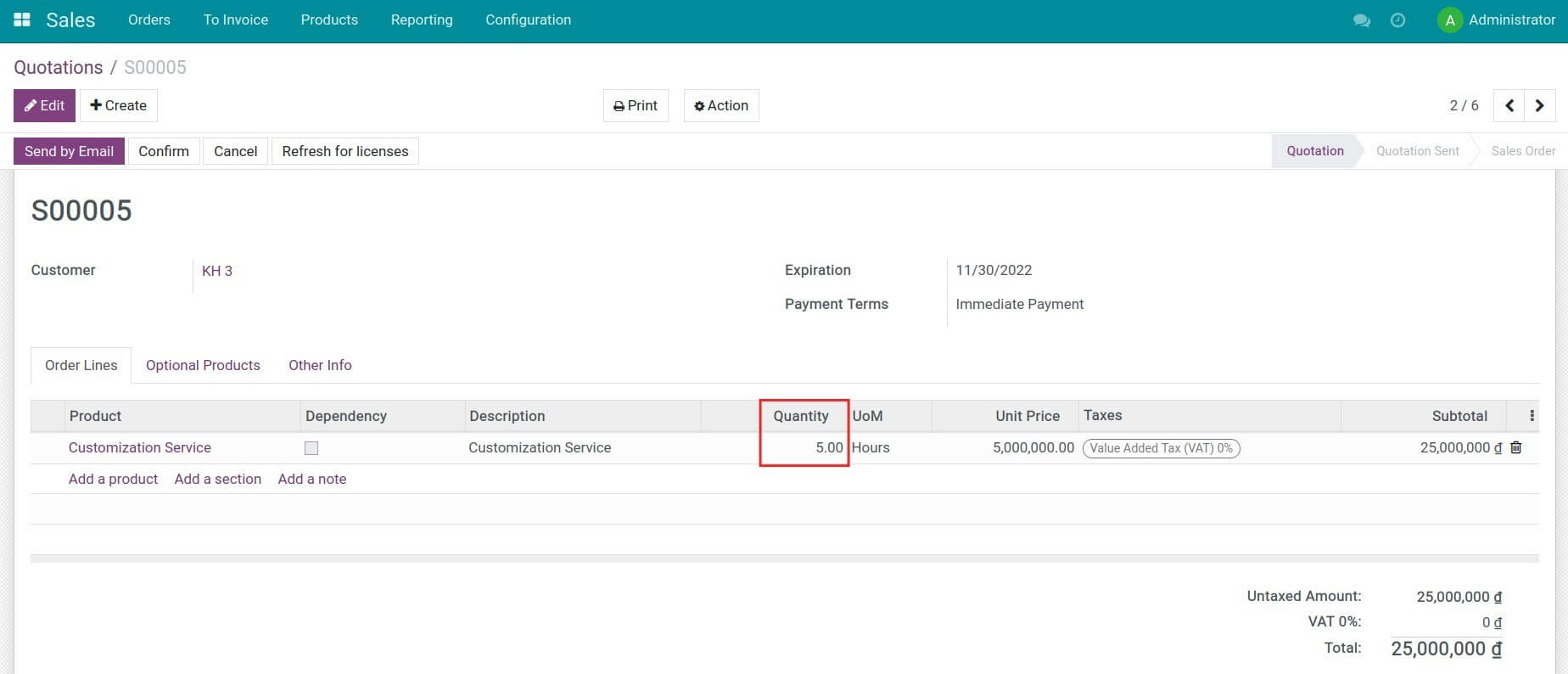 Create a sales order in the Viindoo Sales app