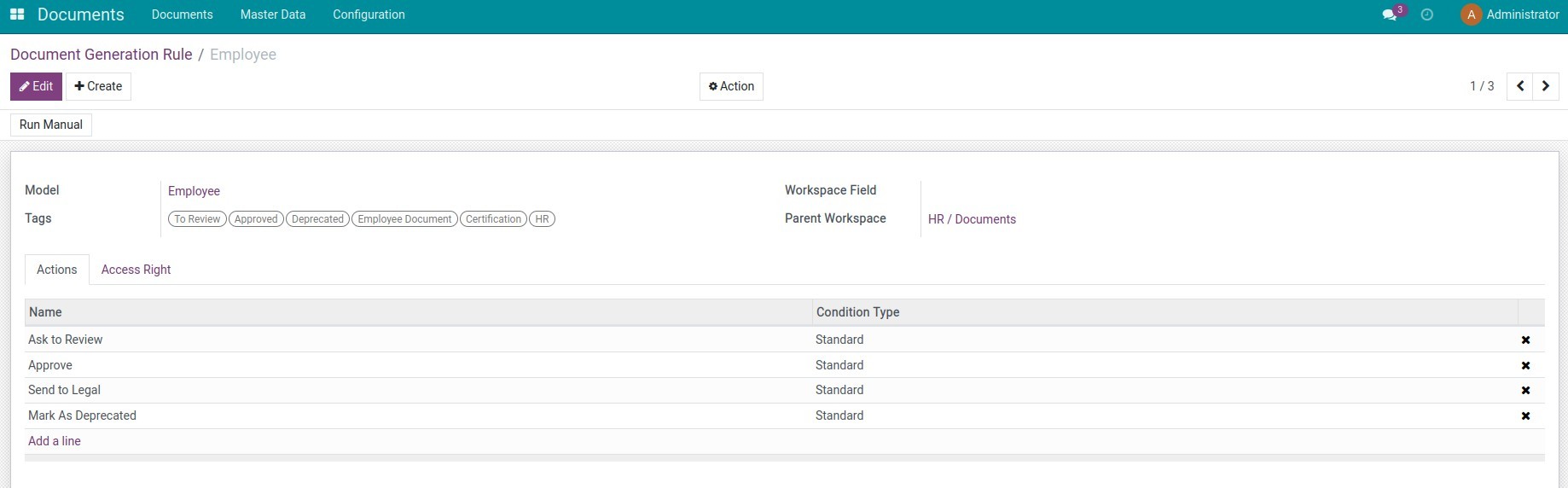 Sample Document Generation Rule data