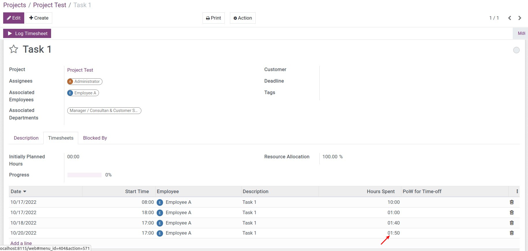 Log timesheets when doing tasks