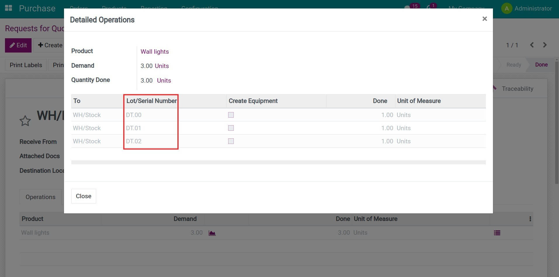 Assign a lot/serial number to a product