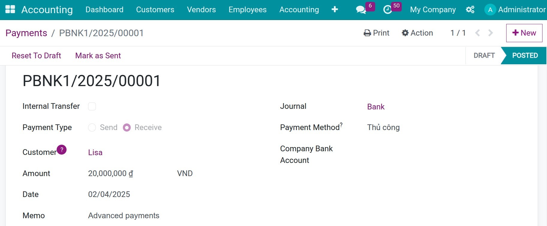 Create stand-alone payment