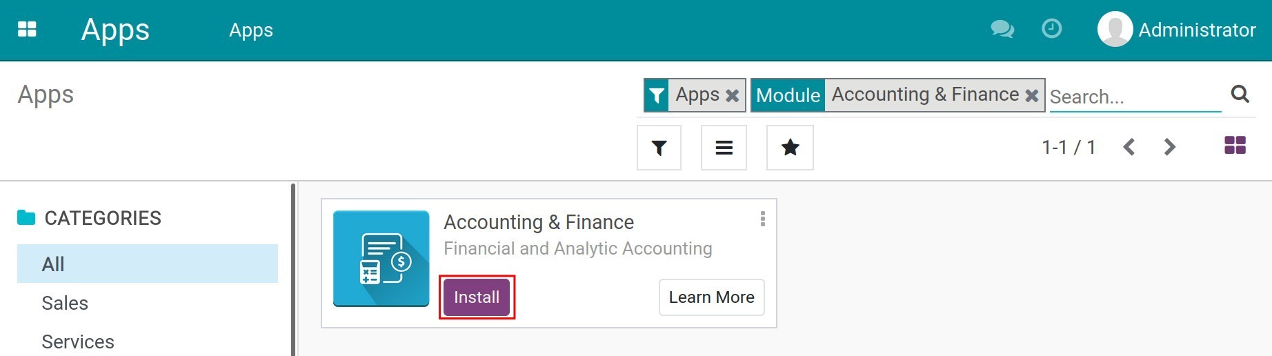 Install Accounting module Viindoo