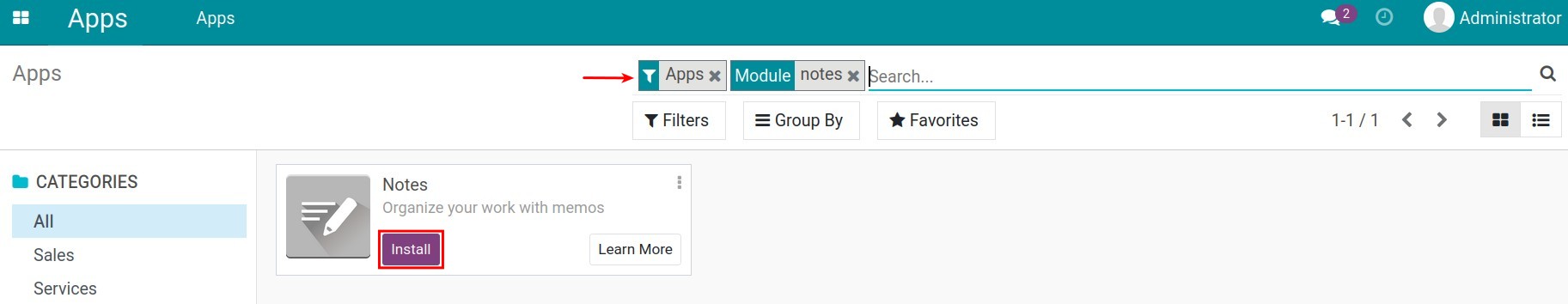 Install Notes in Viindoo