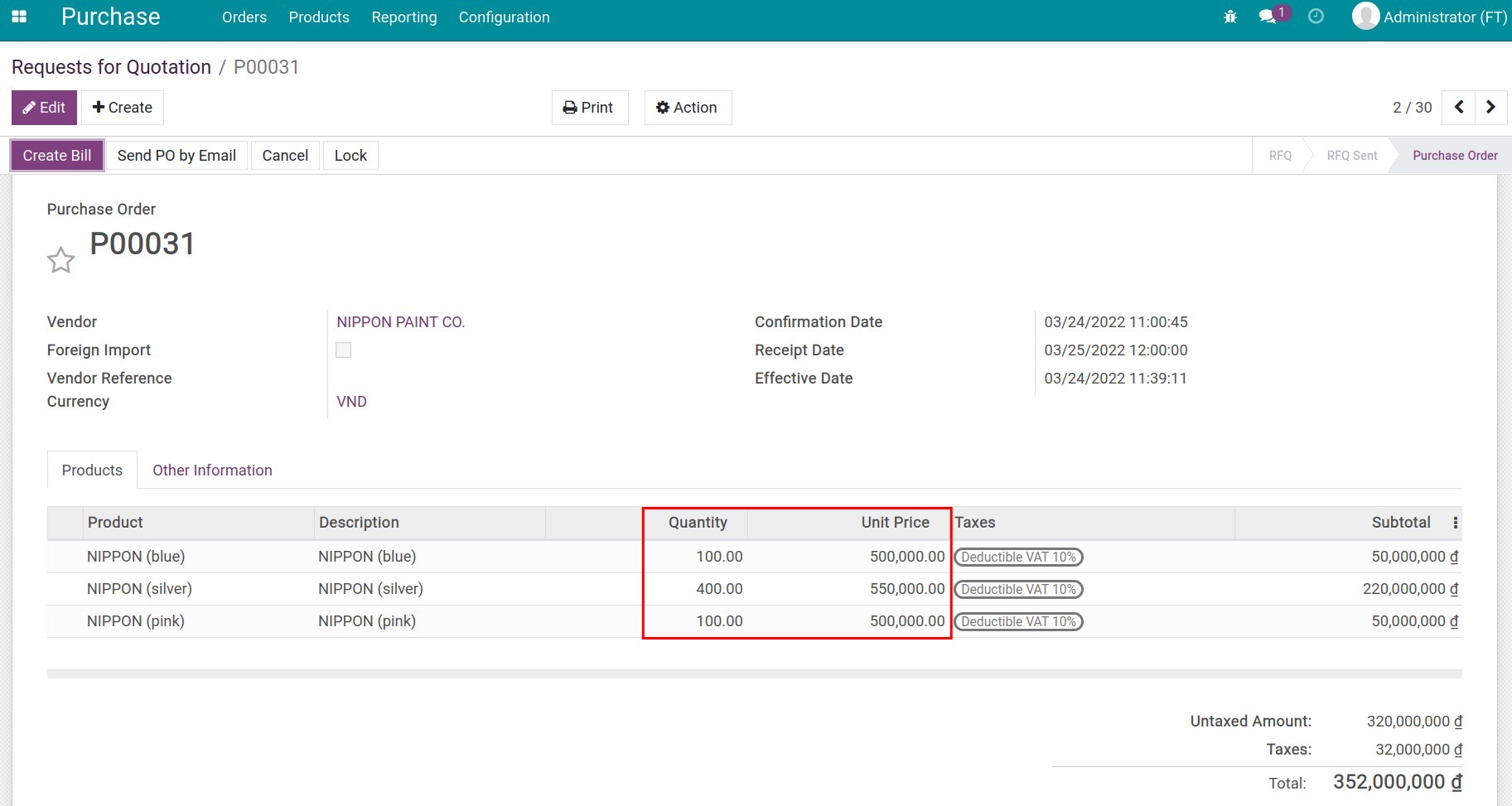 Purchase order - Viindoo Accounting