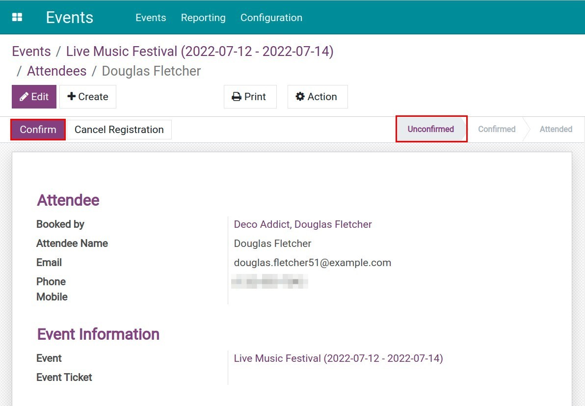 Confirm registration