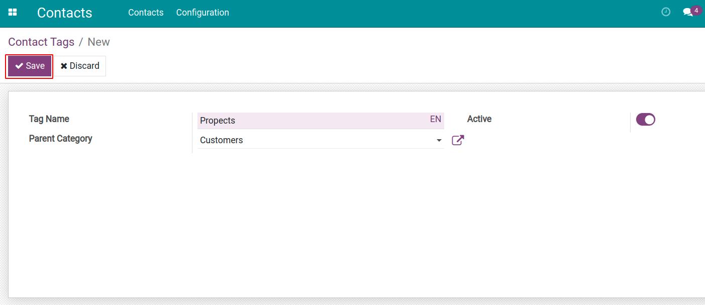Create a new Contact Tag Contacts Viindoo