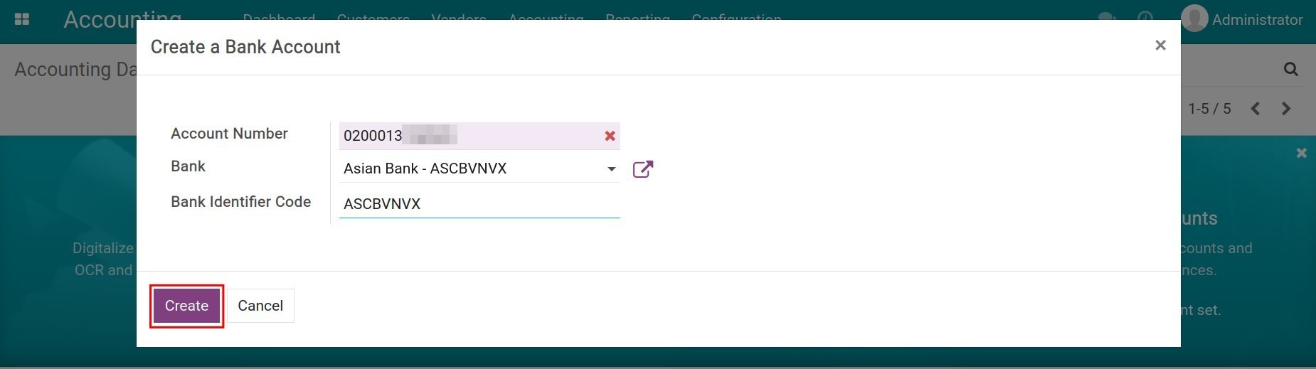 Bank Account - Accounting app Viindoo