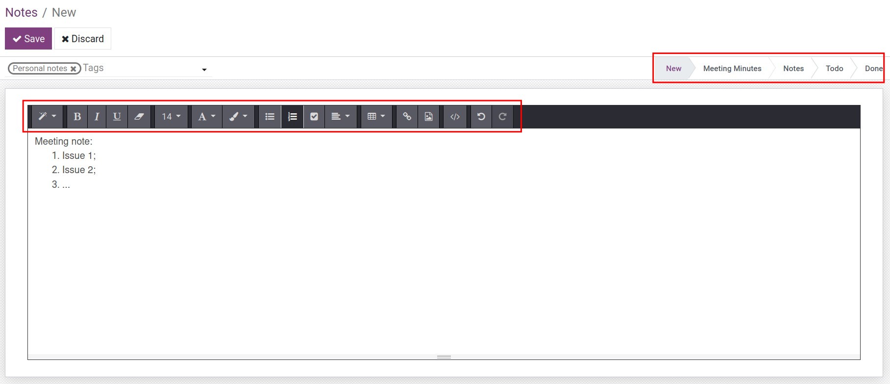 edit notes in Viindoo