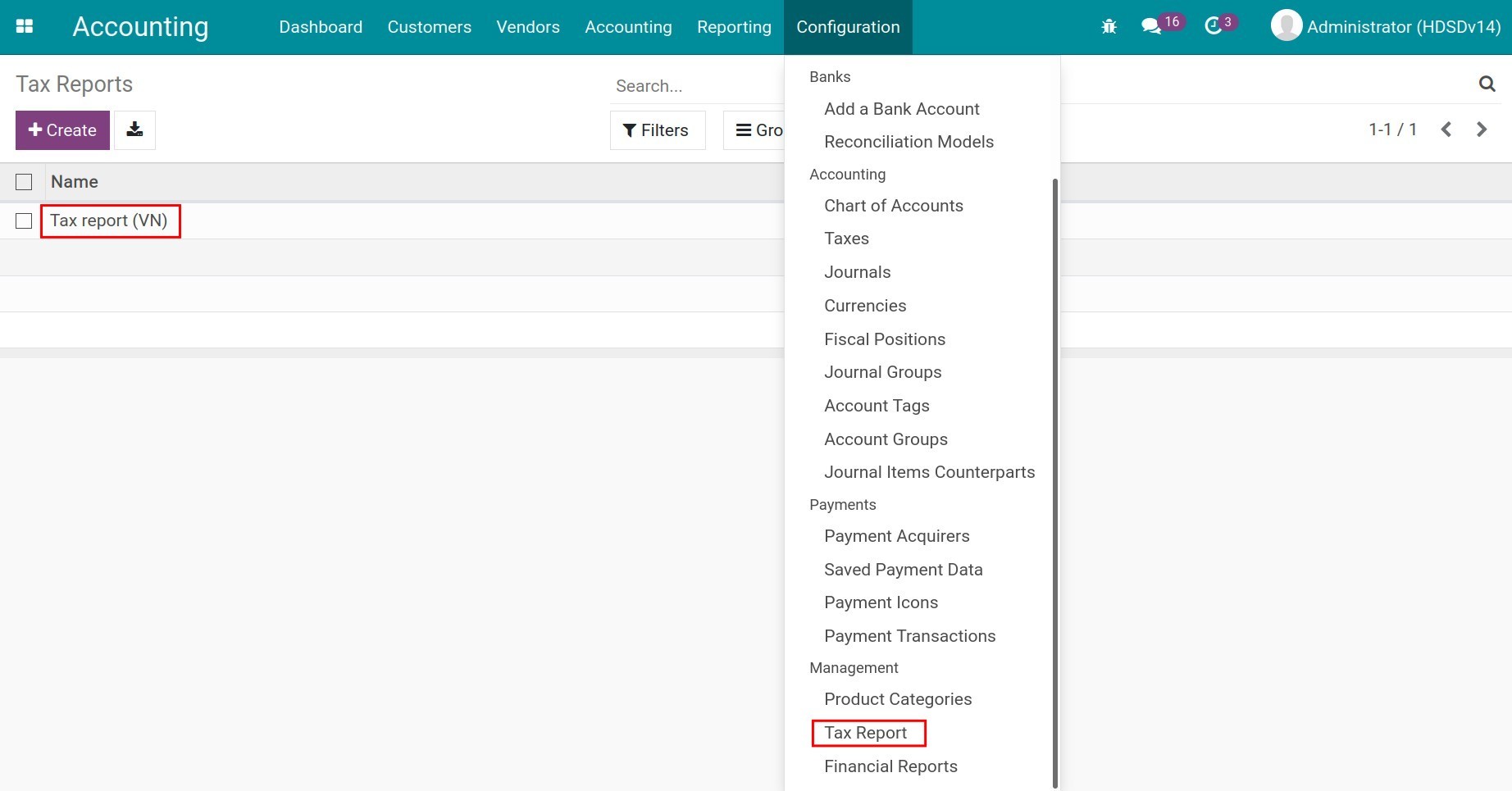 Steps to tax report in Viindoo
