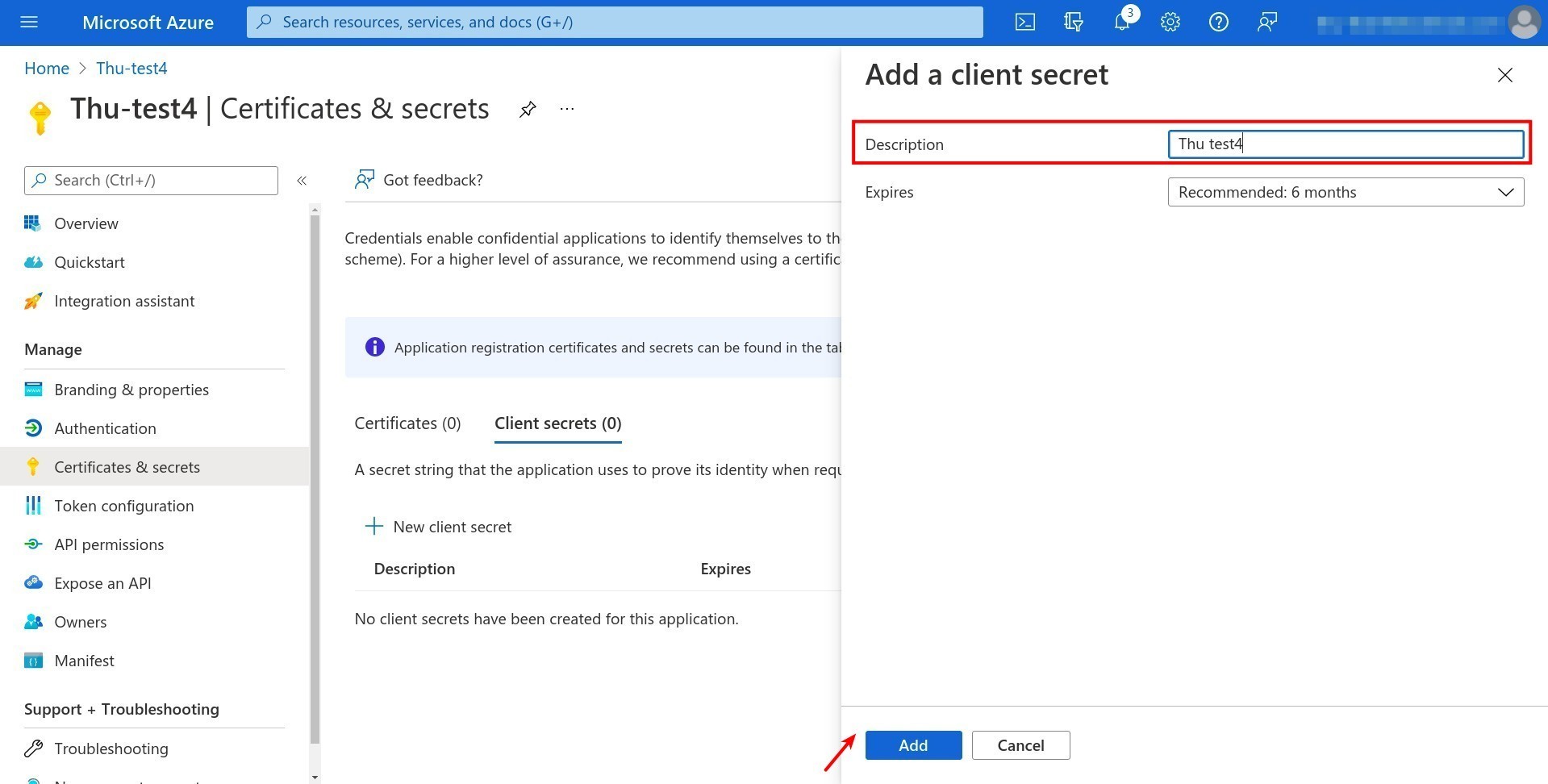 Add a client secret