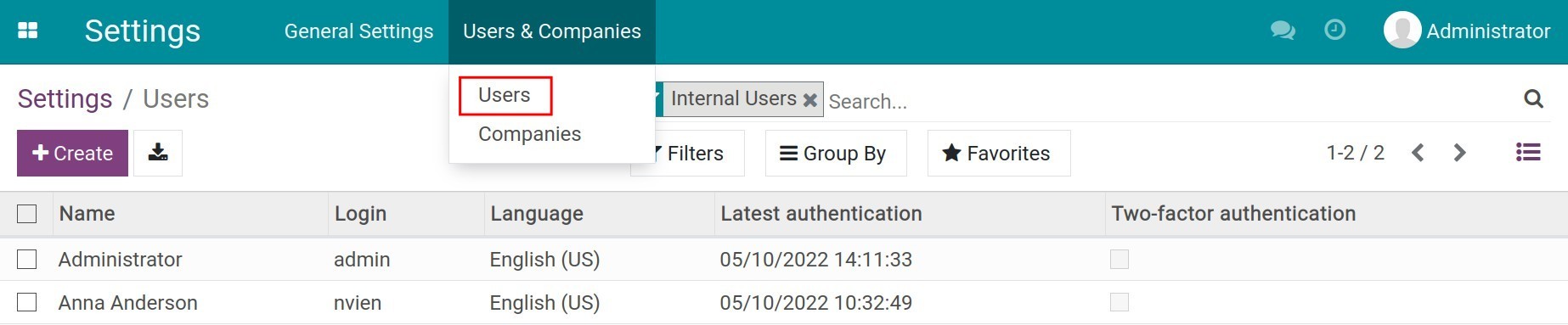 Configuration user access right