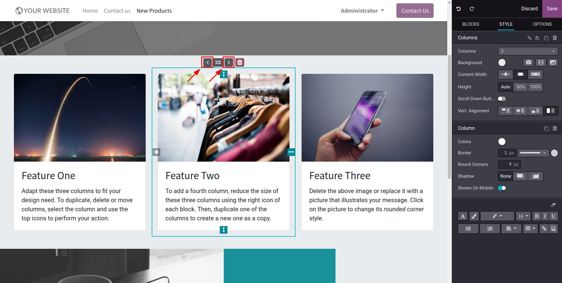 Move blocks in the arrow buttons' direction