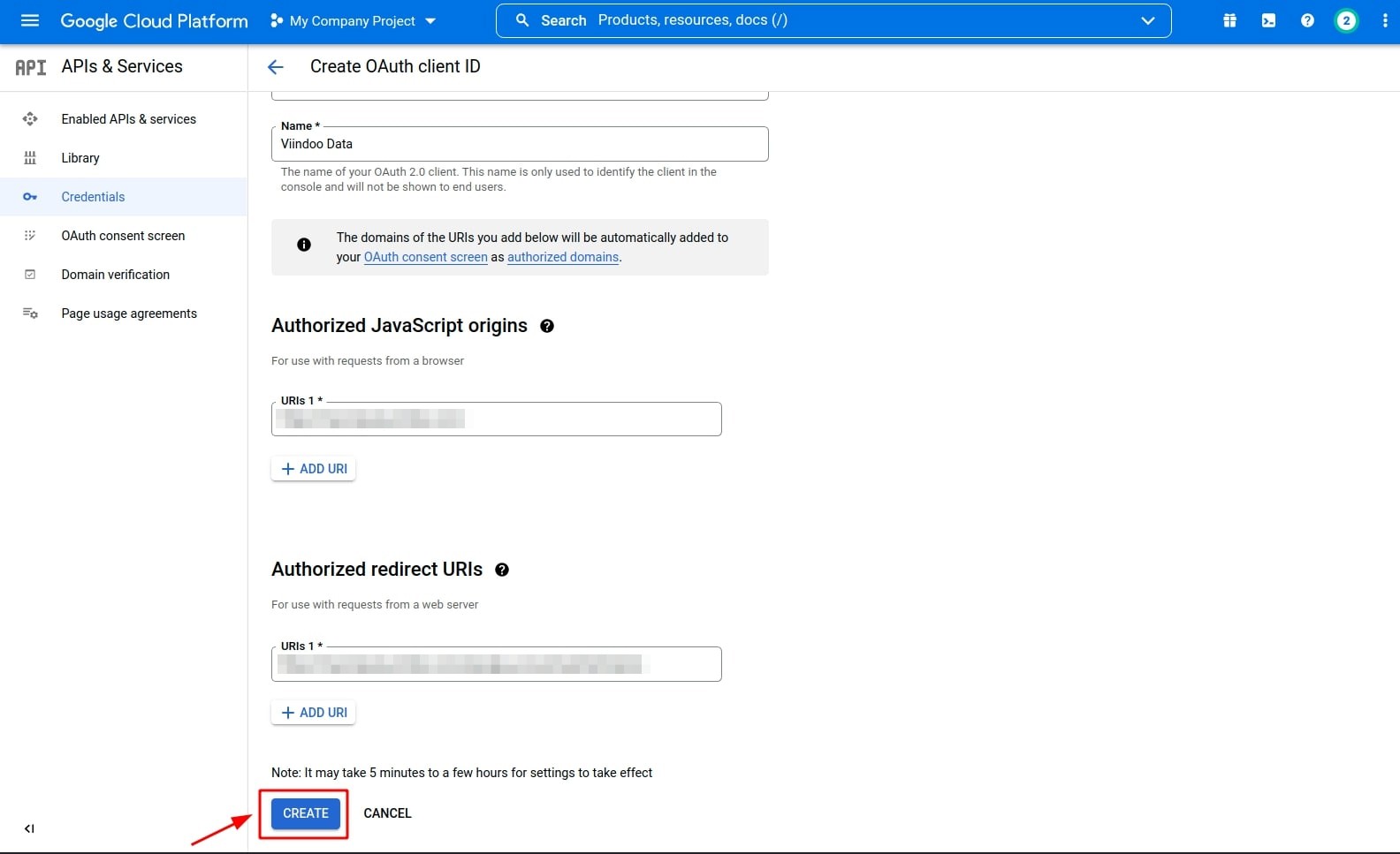 Create OAuth client ID