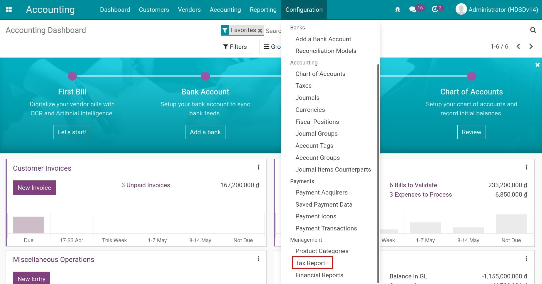 Check Tax report in Viindoo Accounting