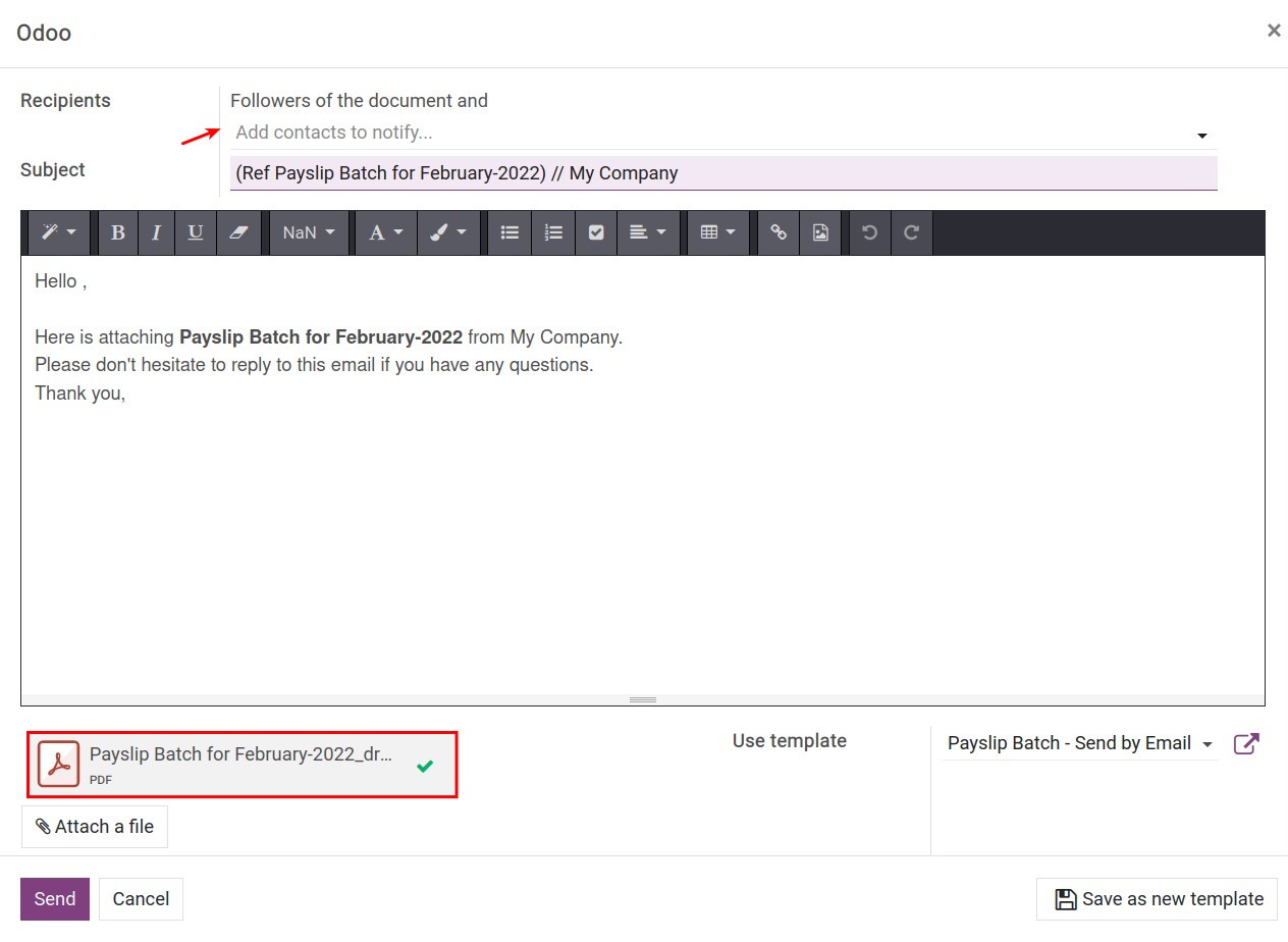 Send email to banks - Payroll Management Software Viindoo