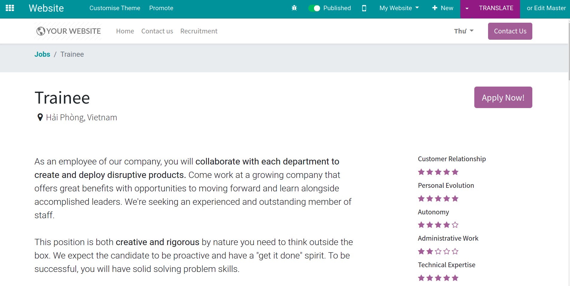 Click the Apply Now button on the website