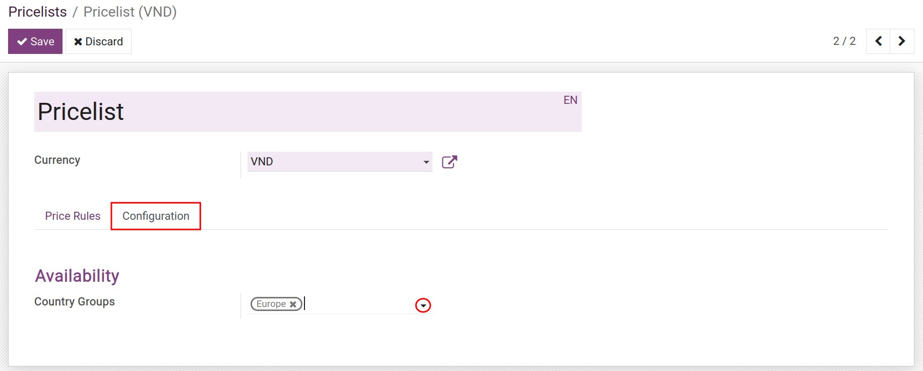 Create pricelist with formula as compute price method