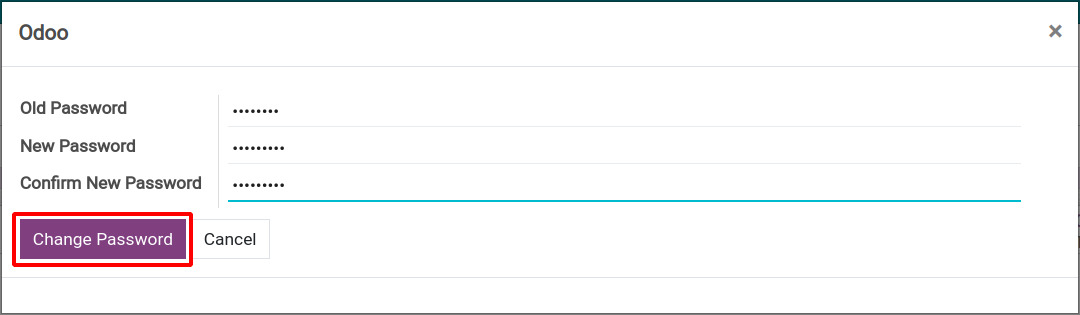 Create a new password in Viindoo