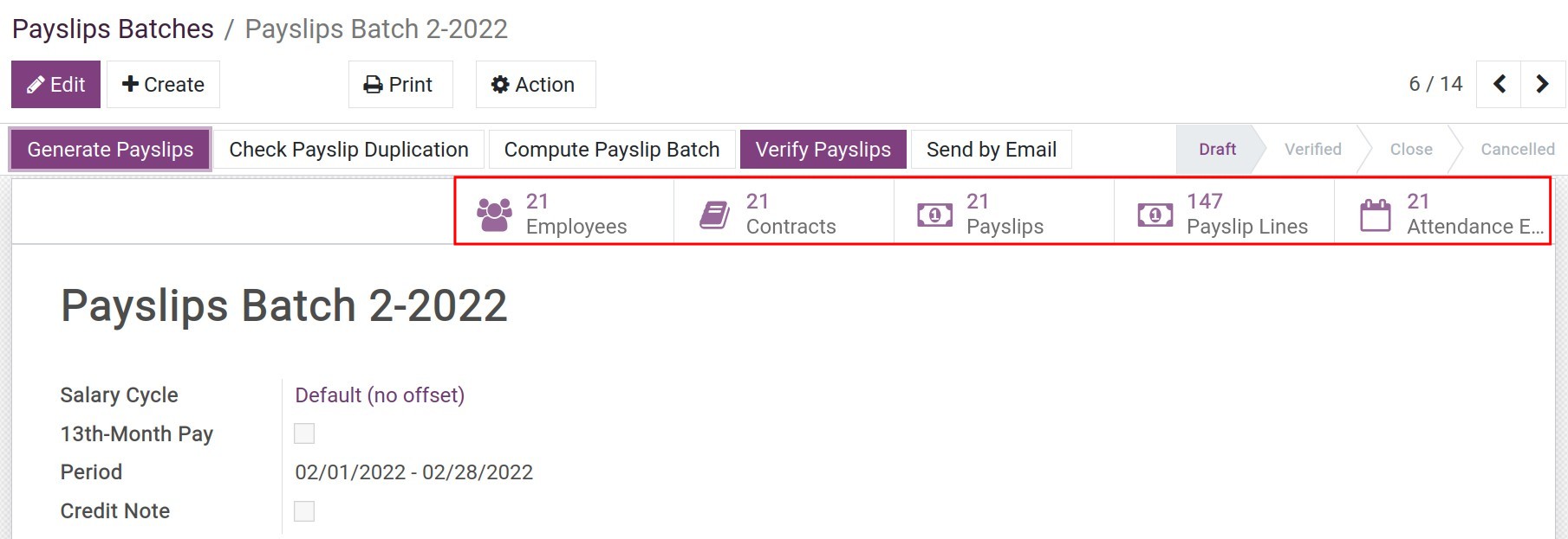 Statistical menus of access views from payroll - Viindoo Payroll Management Software