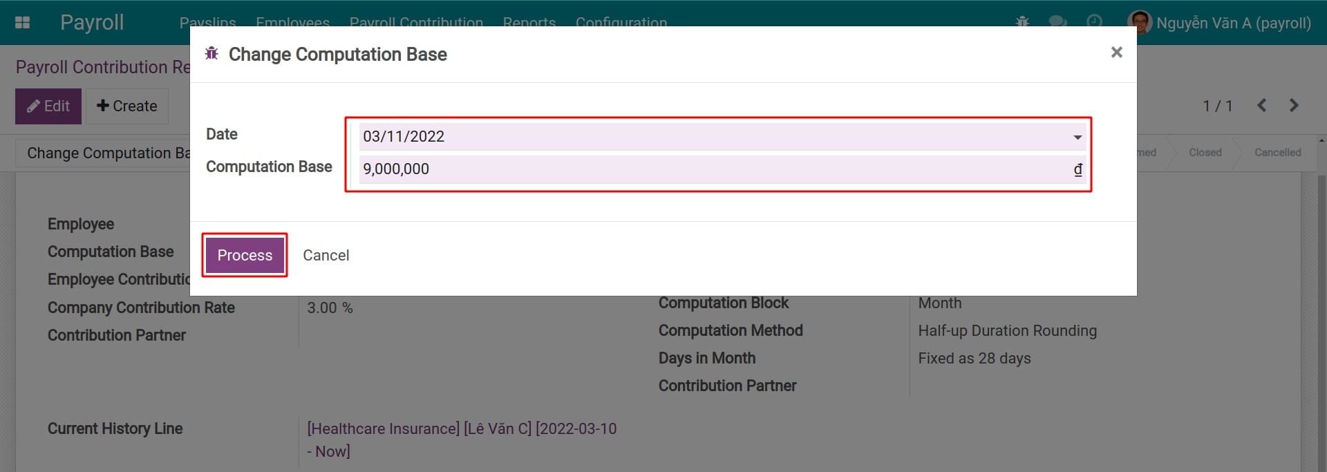 Modify the computation base for the record