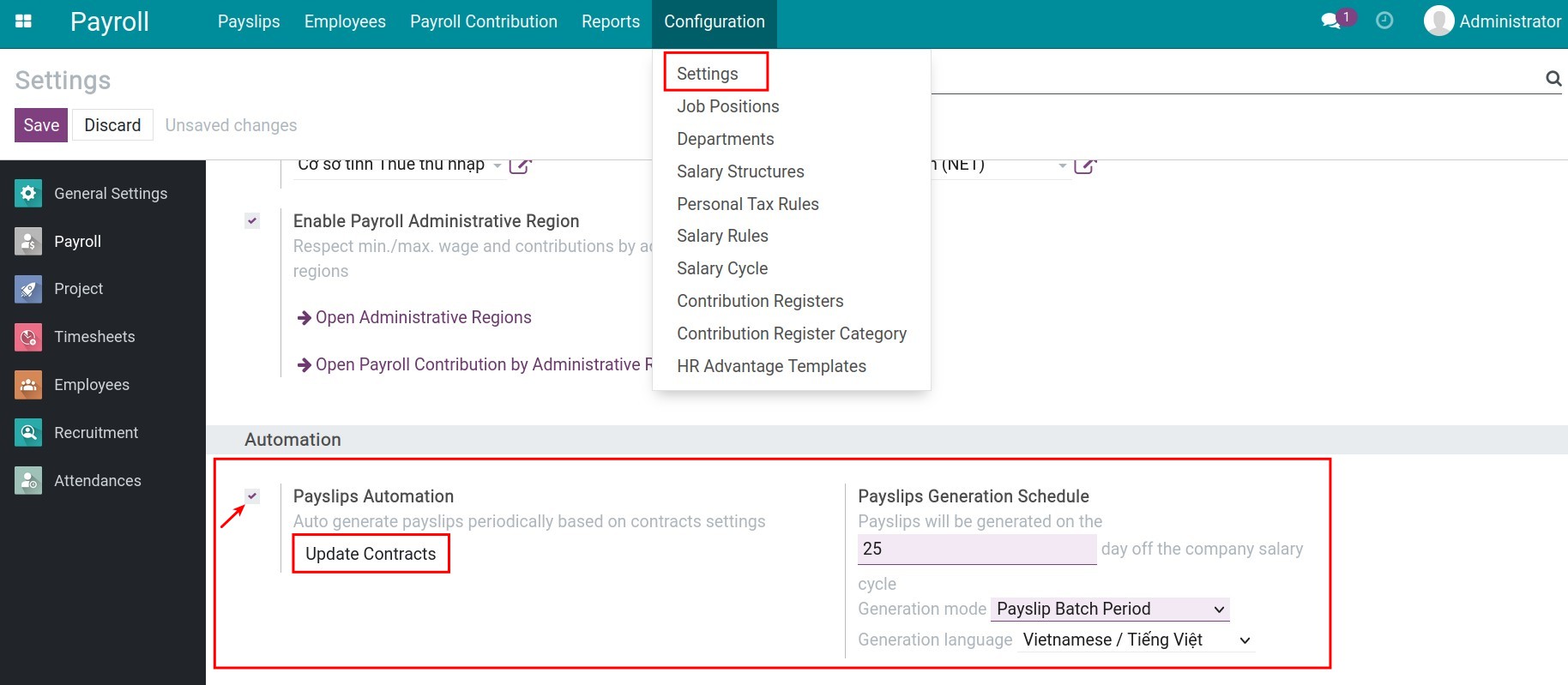 Automatically generate pay slips - Payroll management software Viindoo
