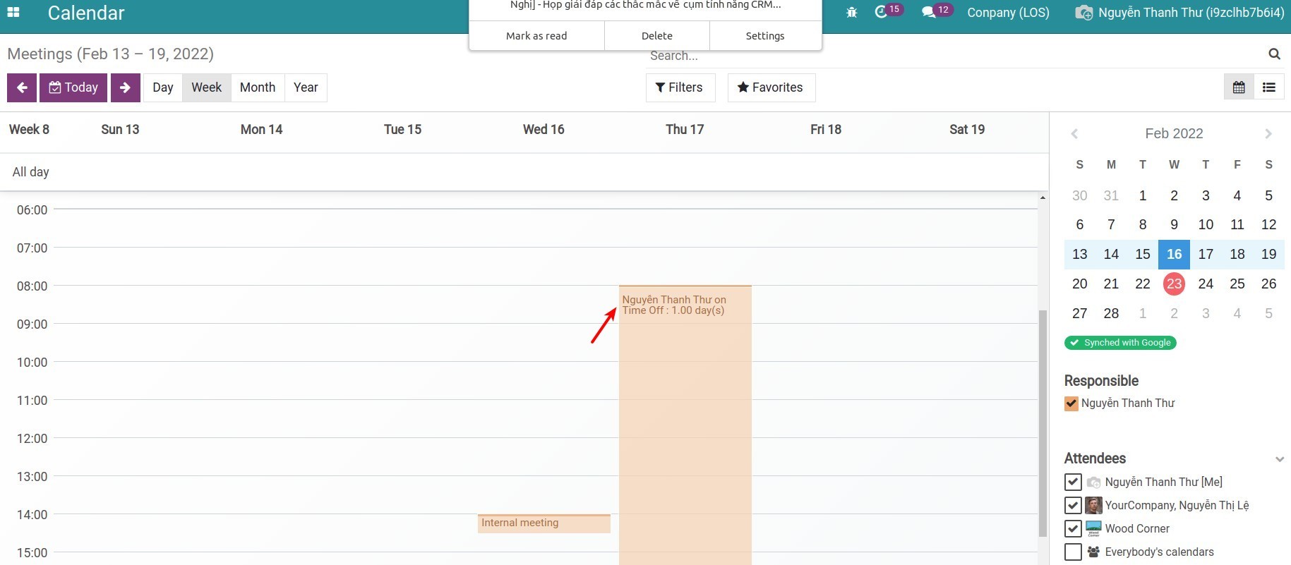 Employee time-off schedule