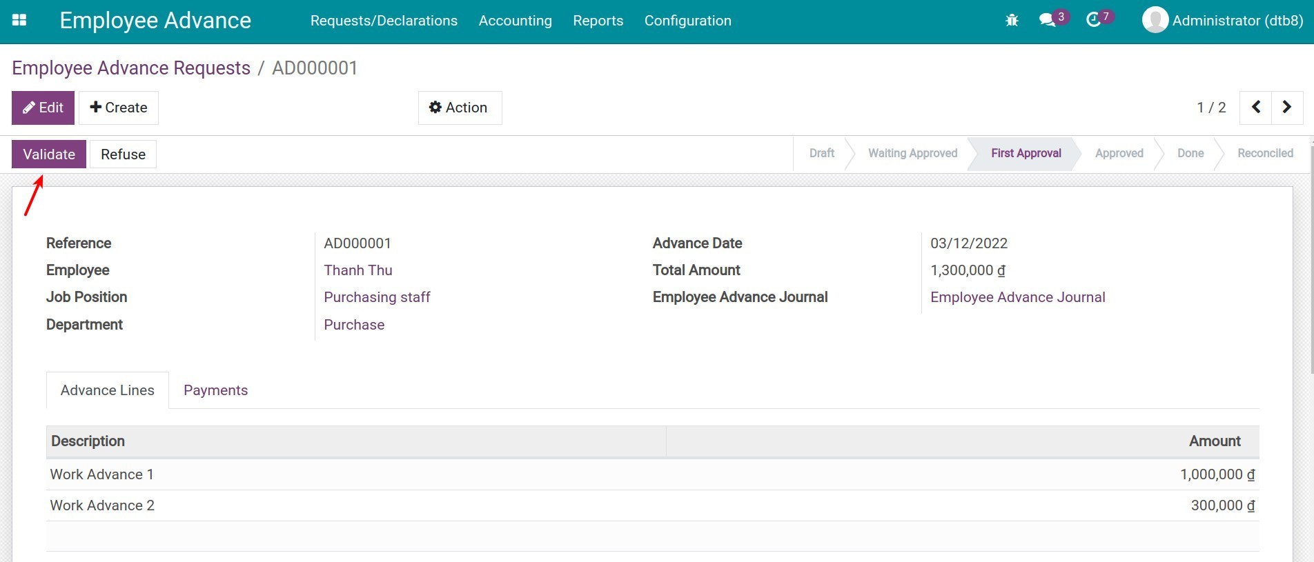 Validate the request