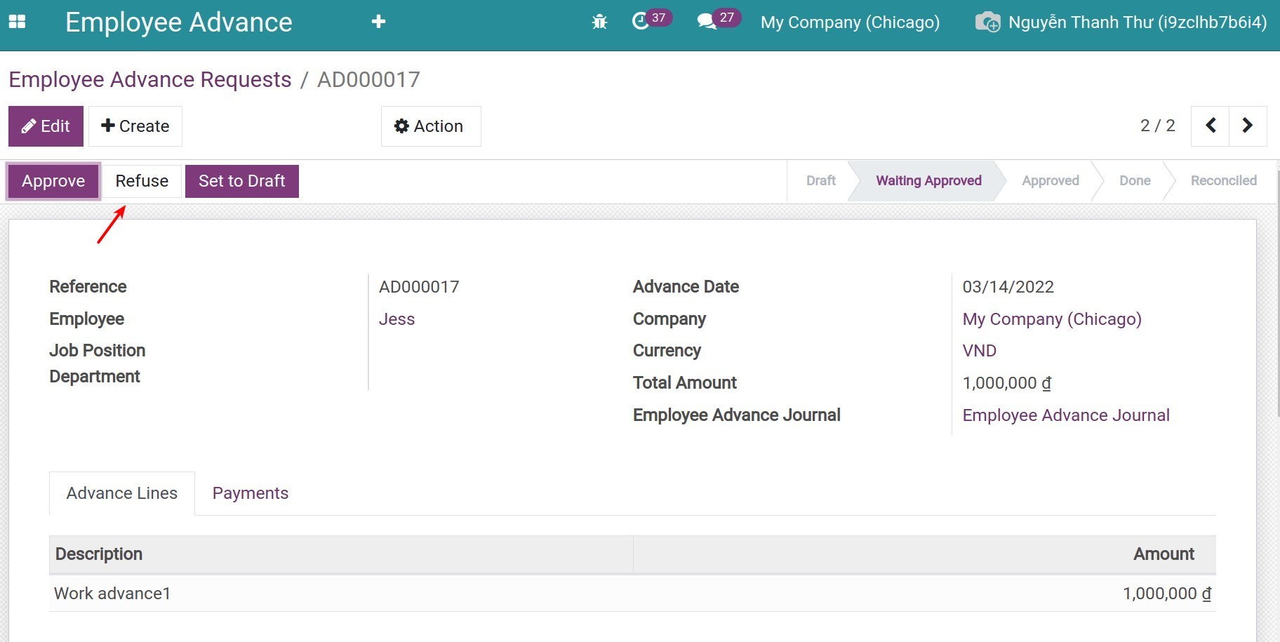 Press the Refuse button